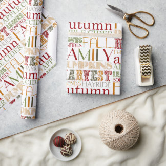Thanksgiving Typography Design Wrapping Paper