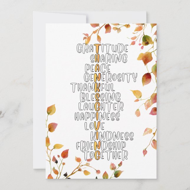 Thanksgiving Typography of Gratitude and Joy  Holiday Card (Front)