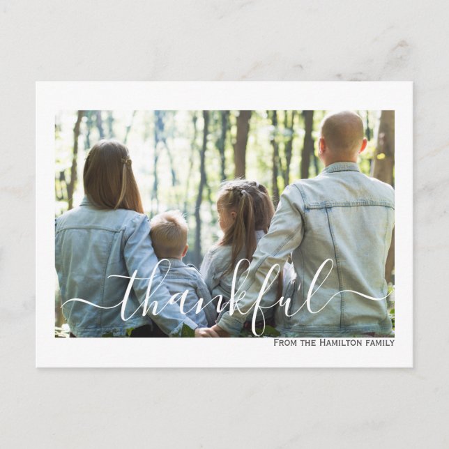 Thanksgiving Typography Photo Personalized Postcard (Front)