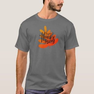 Thanksgiving Typography With fall leaf    T-Shirt