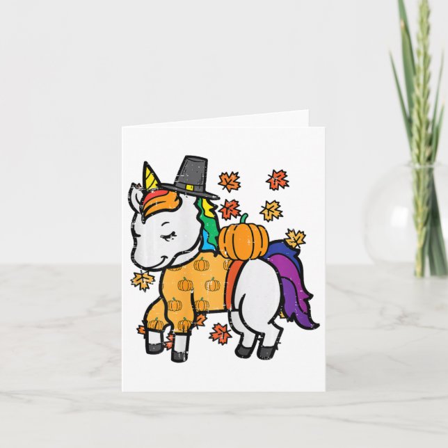 Thanksgiving Unicorn Cute Fall Girls Kids Toddler  Card (Front)
