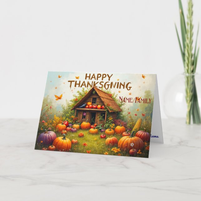 Thanksgiving Vegetable House Card (Front)
