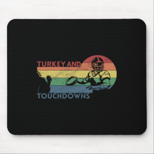 Thanksgiving Vintage Retro Turkey and Touchdowns F Mouse Pad
