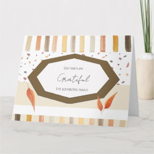 Thanksgiving Watercolor Autumn Pastel Leaves Thank You Card