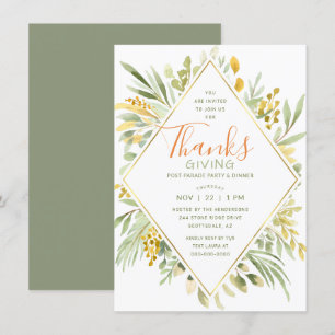 Thanksgiving Watercolor Elegant Greenery Invitation
