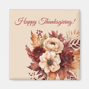 Thanksgiving-Watercolor Fall Flowers- Magnet