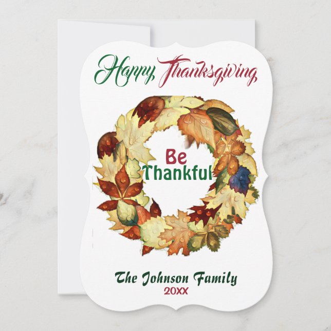  Thanksgiving Watercolor Fall Foliage Maple Wreath (Front)