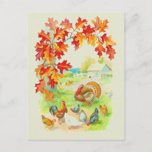 Thanksgiving Watercolor Holiday Postcard