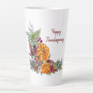 Thanksgiving Watercolor Pumpkins Autumn  Latte Mug
