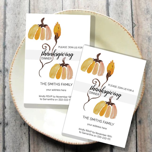 Thanksgiving Watercolor Pumpkins Invitation (Creator Uploaded)