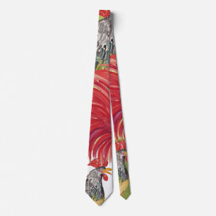Thanksgiving Watercolor Rooster Hand-painted Tie