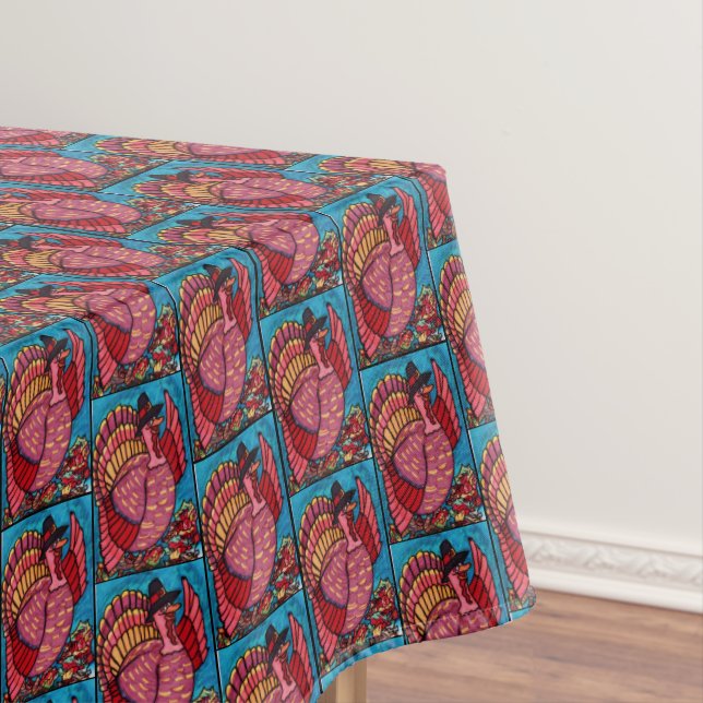 THANKSGIVING WAVING TURKEY tablecloth (In Situ)