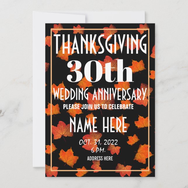 THANKSGIVING WEDDING ANNIVERSARY INVITATION (Front)