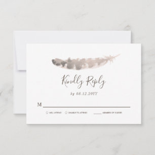 Thanksgiving Weekend Wedding   Turkey Feather RSVP Card