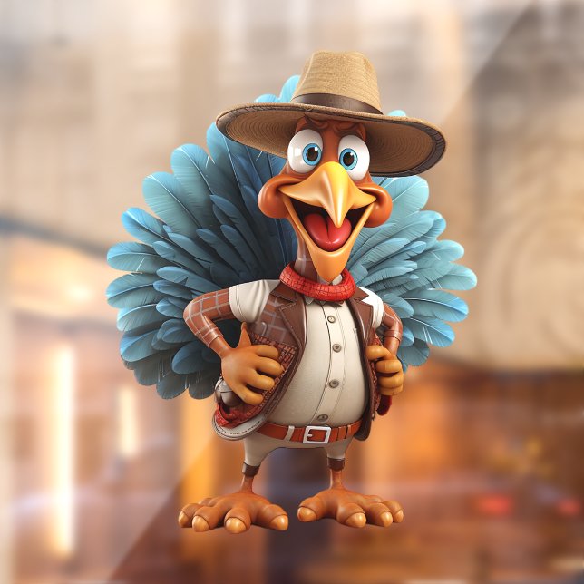 Thanksgiving Western Turkey Window Cling (Sheet 2)