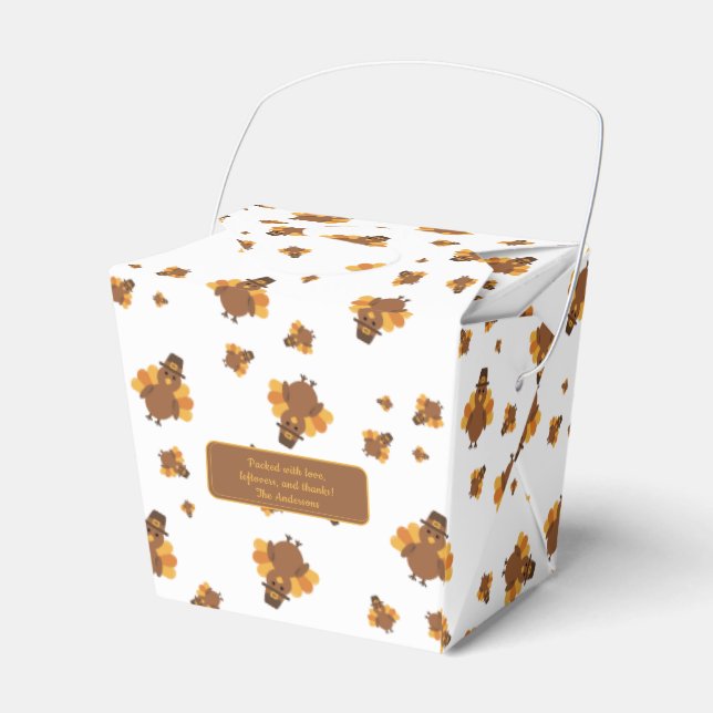 Thanksgiving White Turkey Leftovers  Favor Box (Front Side)