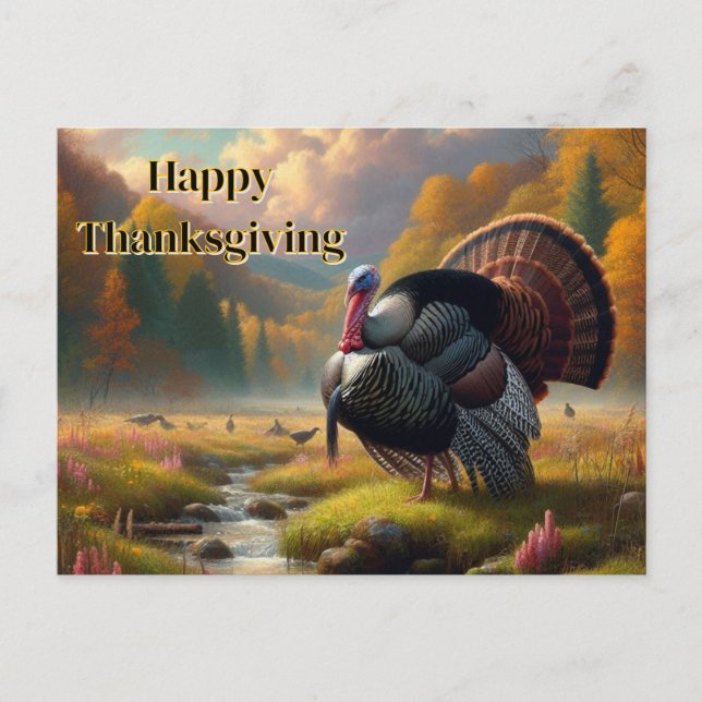 Thanksgiving Wild Tom Turkey  Holiday Postcard (Front)