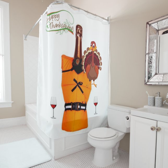 Thanksgiving Wine Shower Curtain (In Situ)