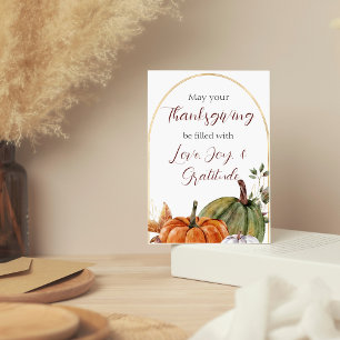 Thanksgiving Wishes Holiday Pumpkin Watercolor Card