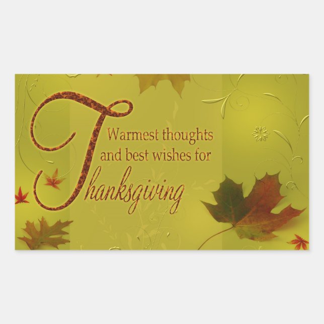 Thanksgiving Wishes Typography Leaves Sticker (Front)