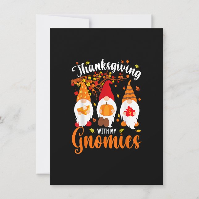 Thanksgiving With Gnomes Thankful For My Gnomies F Invitation (Front)