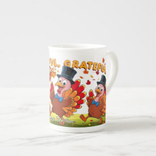 Thanksgiving With Gratitude Quotes  Bone China Mug