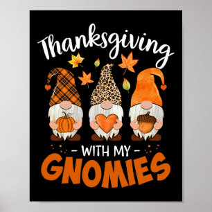 Thanksgiving With My Gnomie Leopard Women Teacher  Poster