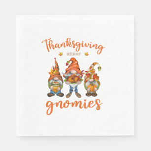 Thanksgiving With My Gnomies Autumn Gnomes Turkey  Napkin