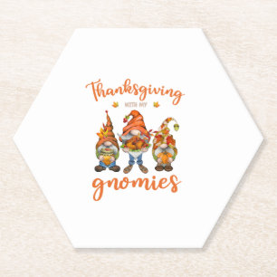 Thanksgiving With My Gnomies Autumn Gnomes Turkey Paper Coaster