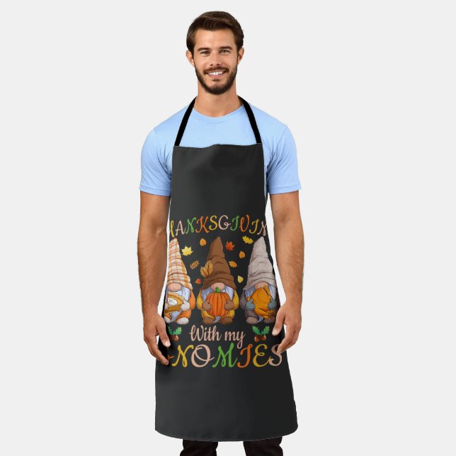 Thanksgiving With My Gnomies Fall Autumn Gnome  Apron (Worn)