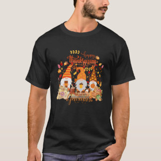 Thanksgiving With My Gnomies Funny Autumn Gnomes L T-Shirt