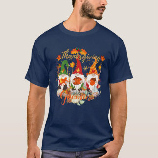 Thanksgiving With My Gnomies Funny Autumn Gnomes L T-Shirt