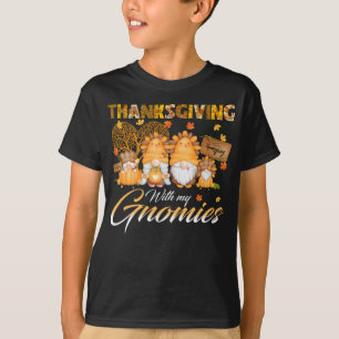 Thanksgiving With My Gnomies Funny Autumn Gnomes  T-Shirt