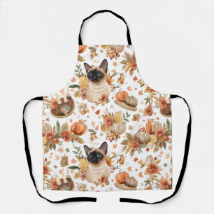 Thanksgiving with Pumpkin and Flower for Cat Lover Apron