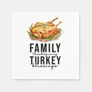 Thanksgiving with turkey for family napkin
