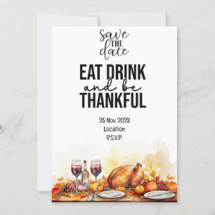 Thanksgiving  with Turkey save the date invitation