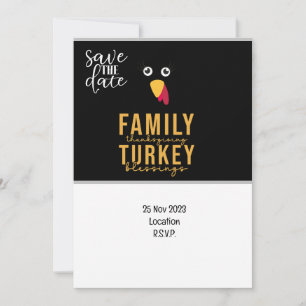 Thanksgiving  with Turkey save the date invitation