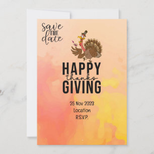 Thanksgiving  with Turkey save the date invitation