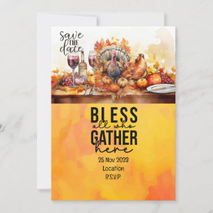 Thanksgiving  with Turkey save the date invitation