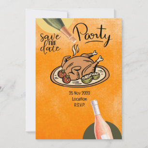 Thanksgiving  with Turkey save the date invitation