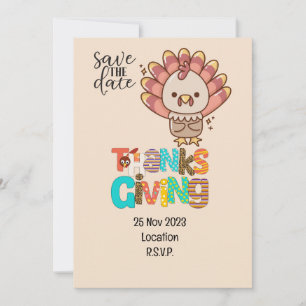 Thanksgiving  with Turkey save the date invitation