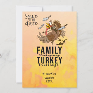 Thanksgiving  with Turkey save the date invitation