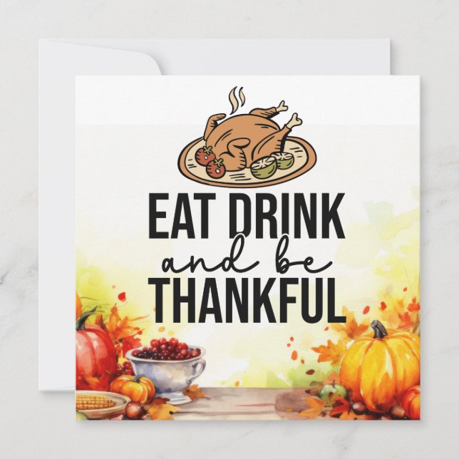 Thanksgiving with turkey thank you card (Front)