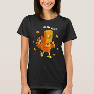Thanksgiving Women Men Kid Family Turkey Meow Cat T-Shirt