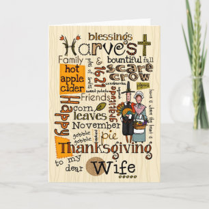 Thanksgiving Wordcloud - Wife Holiday Card