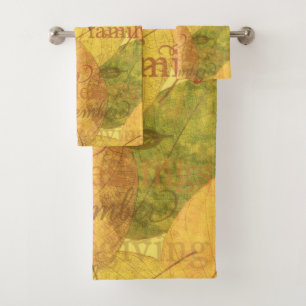 Thanksgiving words and leaves bath towel set