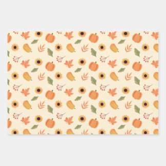 Thanksgiving Wrapping Paper Flat Sheet Set of 3