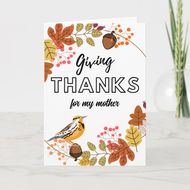 Thanksgiving Wreath for Mother Custom Front Card (Front)