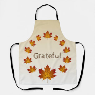 Thanksgiving Wreath Grateful Simple Maple Leaves Apron