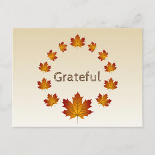 Thanksgiving Wreath Grateful Simple Maple Leaves Postcard